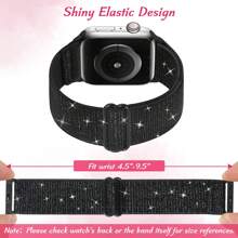 Bling Nylon Stretchy Bands Compatible With Apple Watch Bands 38mm 40mm 41mm 42mm 44mm 45mm 46MM 49mm For Women Girls, Adjustable Braided Solo Loop Sport Straps Compatible With IWatch Series Ultra 11 10 9 8 7 6 SE 5 4 3 2 1