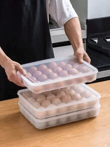 Soporte para Huevos y Contenedores de Almacenamiento para Nevera, Cajas Transparentes para Huevos, Contenedor Organizador de Almacenamiento de Huevos, Caja de Almacenamiento de Huevos Frescos - Blanco - Ver 2