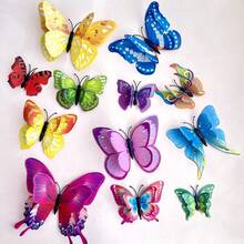 1 Set (12pcs) 3D Lifelike Butterfly Cake Decoration, PVC Butterfly Cake Topper, Plastic Cake Insert - Colorful - View 12