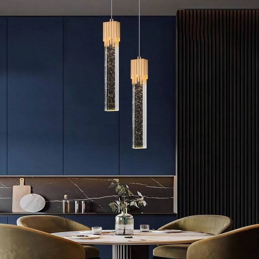 LAMPARA COLGANTE TUBO ACRILICO DECORATIVO MODELNO ORO 5Warr 500Lm APAGAR PARA CAMBIAR A AMARILLO LUZ CALIDA Y BLANCO - transparente - Ver 1