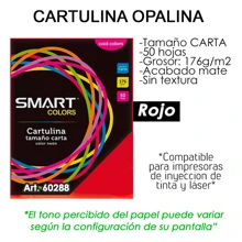 Papel Opalina Cartulina Hojas Carta Color Rojo - Rojo - Ver 2