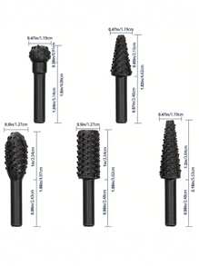 Juego de brocas de lima y tallado de madera con 10 piezas de 1/4" 6mm, archivo de taladro de carpintería de forma de cincel estriado giratorio para bricolaje, herramienta de eje en forma de cabeza de cincel para grabar, pulir, rectificar madera - Negro - Ver 14