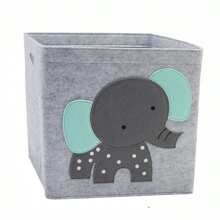 Cartoon Animal Pattern Foldable Felt Fabric Cube Storage Basket For Kids' Toys, Monkey Design