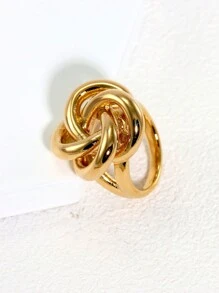 1pc Stainless Steel Jewelry Heart Lips Knot Decor Ring For Women's Daily Wear Valentines,Mom,Mother,Mother's Day,Gift - Gold - View 22