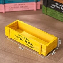 1 pieza Maceta de madera retro para plantas suculentas en balcón, caja rectangular de madera sólida para bonsai suculentos - maceta de madera - Ver 7