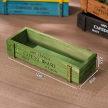 1 pieza Maceta de madera retro para plantas suculentas en balcón, caja rectangular de madera sólida para bonsai suculentos - maceta de madera - Ver 4
