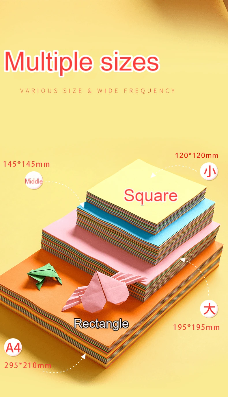 100pcs A4 Colored Origami Paper Set With Different Sizes, Folding Paper, Craft Scissors, Square