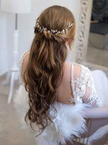 1 件优质精致奢华水钻花朵头带、水晶新娘婚礼用品、公主仙女风格新娘清新发饰、礼物照片道具情人节 - A - 查看 2