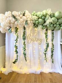 1pc Wedding Glowing White Gauze Backdrop Curtain, White Wedding Arched String Lights Sheer Curtain, 393/196inch Transparent Wedding Background Decorative Gauze, Wedding Arched Ceiling Decoration, Suitable For Wedding, Baby Shower, Birthday Party, Home Decor, Photo Prop - White - View 6