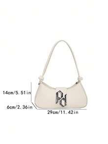 法式簡約休閒女士斜揹包，2024夏季通勤質感單肩包，適用於日常外出 - 白色 - 查看 10