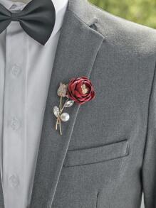 1 件男女通用花朵和水钻装饰浪漫胸花适用于婚礼派对、周年纪念日、舞会、晚会情人节 - A - 查看 14