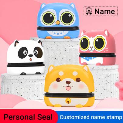 1 szt. spersonalizowany stempel z imieniem i nazwiskiem, idealny do etykietowania mundurów i artykułów papierniczych, pieczątka z imieniem i nazwiskiem do tkanin, etykiet plastikowych, butelek na wodę, pudełek na lunch, spersonalizowany prezent dla pracownika na rocznice, urodziny, do domu, biura, wystrój na Walentynki, spersonalizowany kreatywny 3D