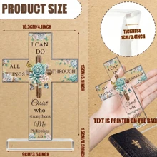 Cruz cristiana de pie acrílica, regalos inspiradores con versículos bíblicos y oraciones, obsequios de girasol de las escrituras para mujeres, hombres, amigos, mamá, esposa, hermana y colega (estilo hermoso)