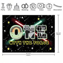 1入組紅/綠色激光雙劍流星生日主題攝影背景布 - 彩色 - 查看 7