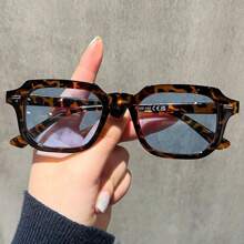 1pc/2pcs/3pcs Women Rivet Decor Square Shaped Sunglasses, Retro Minimalist Metal Hinge Sunglasses For Travel, Party, Daily Use Fashionable Shade Elegant Outfit Family Outings Travel Vacation Holiday