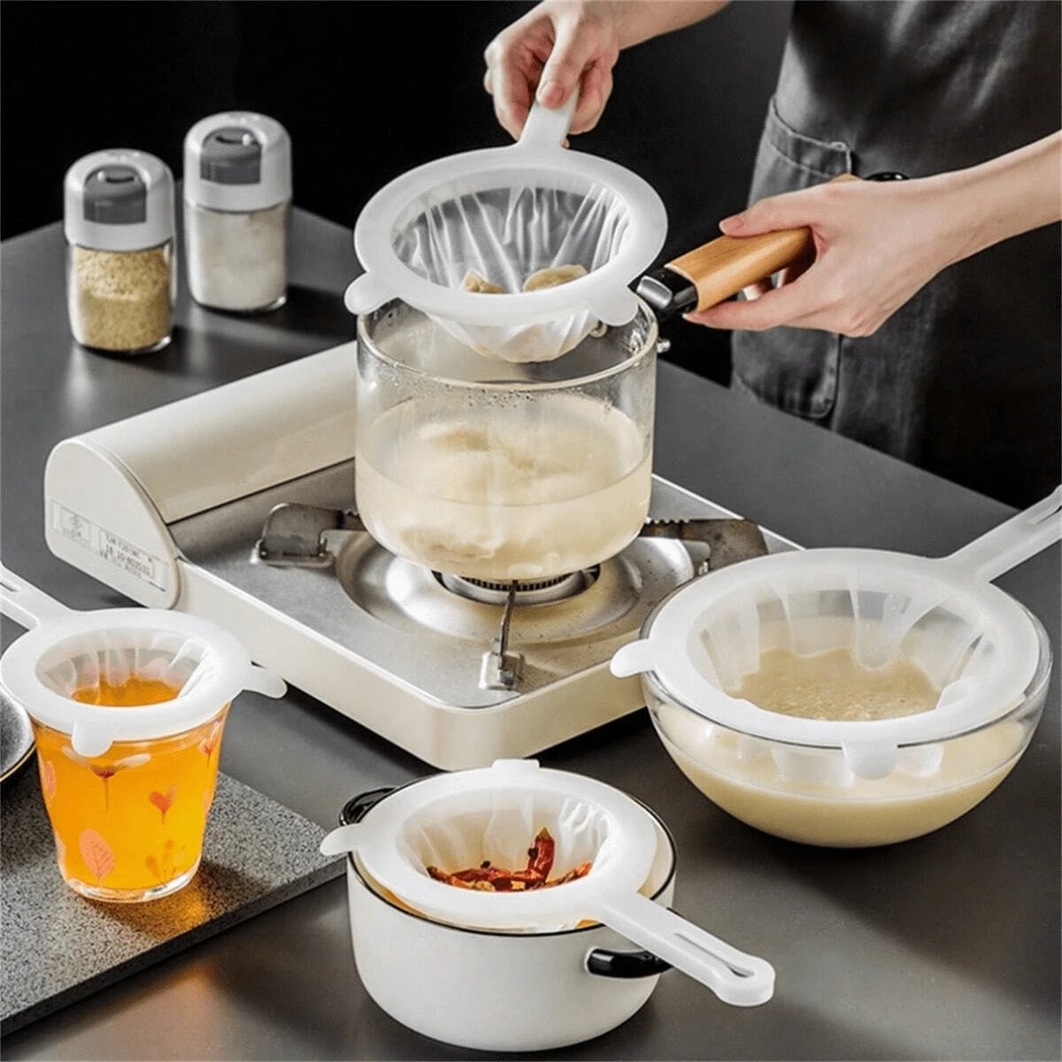 Juice And Coffee Filter, Baby Food Strainer, Soy Milk Residue Separation Tool - White - View 1