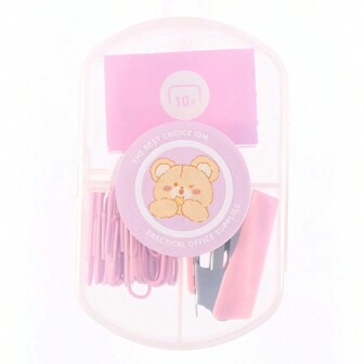 迷你订书机学生文具套装包括活页夹、订书机和订书钉 返校,返校,学校用品