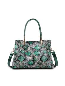 Dedoo 2024年包袋和手袋，新款时尚，PU纹理，大容量包包和女士新款多件套包，流行压花百搭女士单肩手提包。 - 彩色 - 查看 6