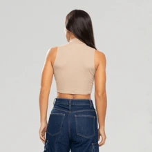 Women Tank Tops & Camis - 棕色,米色,藍色和黑色 - 查看 3