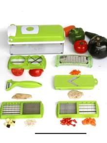 Set de Cortador Rallador Picador Multifuncional para Frutas y Verduras Portátil - Verde - Ver 3