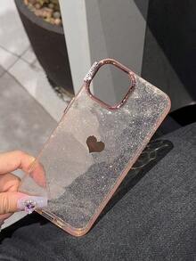 1pc DIY Electroplating Heart IMD Glitter Full Coverage Phone Shell Compatible With IPhone 15/15 Pro/15 Pro Max/15 Plus/11/12/13/14/XS/XR/11 Pro/11 Pro Max/12 Pro/12 Pro Max/13 Pro/13 Pro Max/14 Pro/14 Pro Max/14 Plus/7 Plus/8 Plus/8/SE2 - Multicolor - View 1