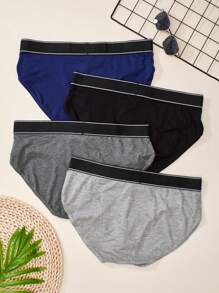 4 pezzi Slip uomo con vita a triangolo, boxer con logo, realizzati in materiale morbido e stretch, adatti per l'uso quotidiano e il sonno