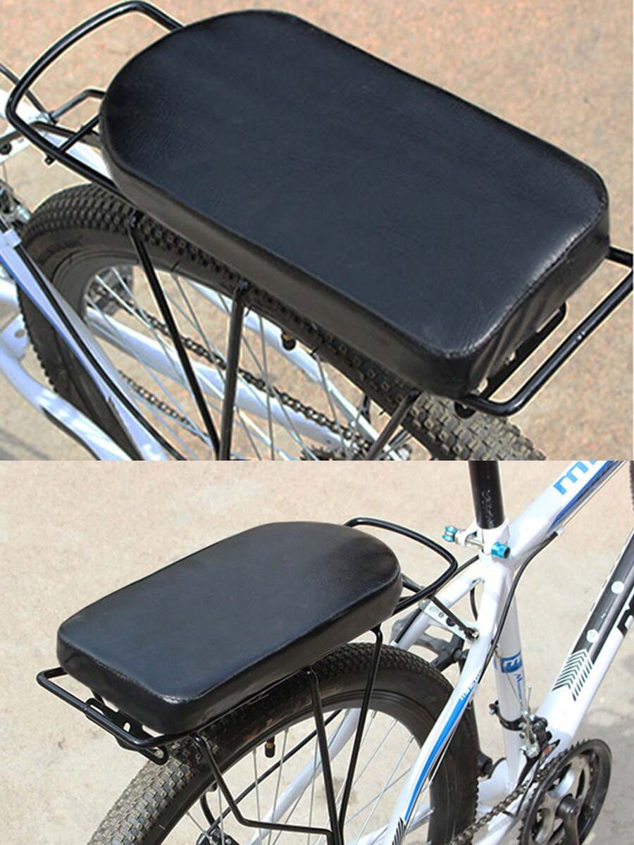 1 cojín de asiento trasero de bicicleta, cojín de asiento de rejilla de carga, cojín trasero de bicicleta de montaña, cojín de asiento de rejilla trasero de vehículo eléctrico engrosado, equipo de bicicleta - Negro - Ver 1