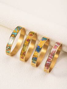 1 Stück Damen Design personalisiertes neues edles Email Edelstahl Armband, geeignet als Geschenk für weibliche Freunde