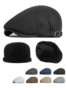 Beret męski Jeff Cap wykonany z jednokolorowej siatkowej siatki Lekki, oddychający, regulowany rozmiar Nadaje się do codziennego noszenia podczas podróży - Wielokolorowe - Zobacz 1