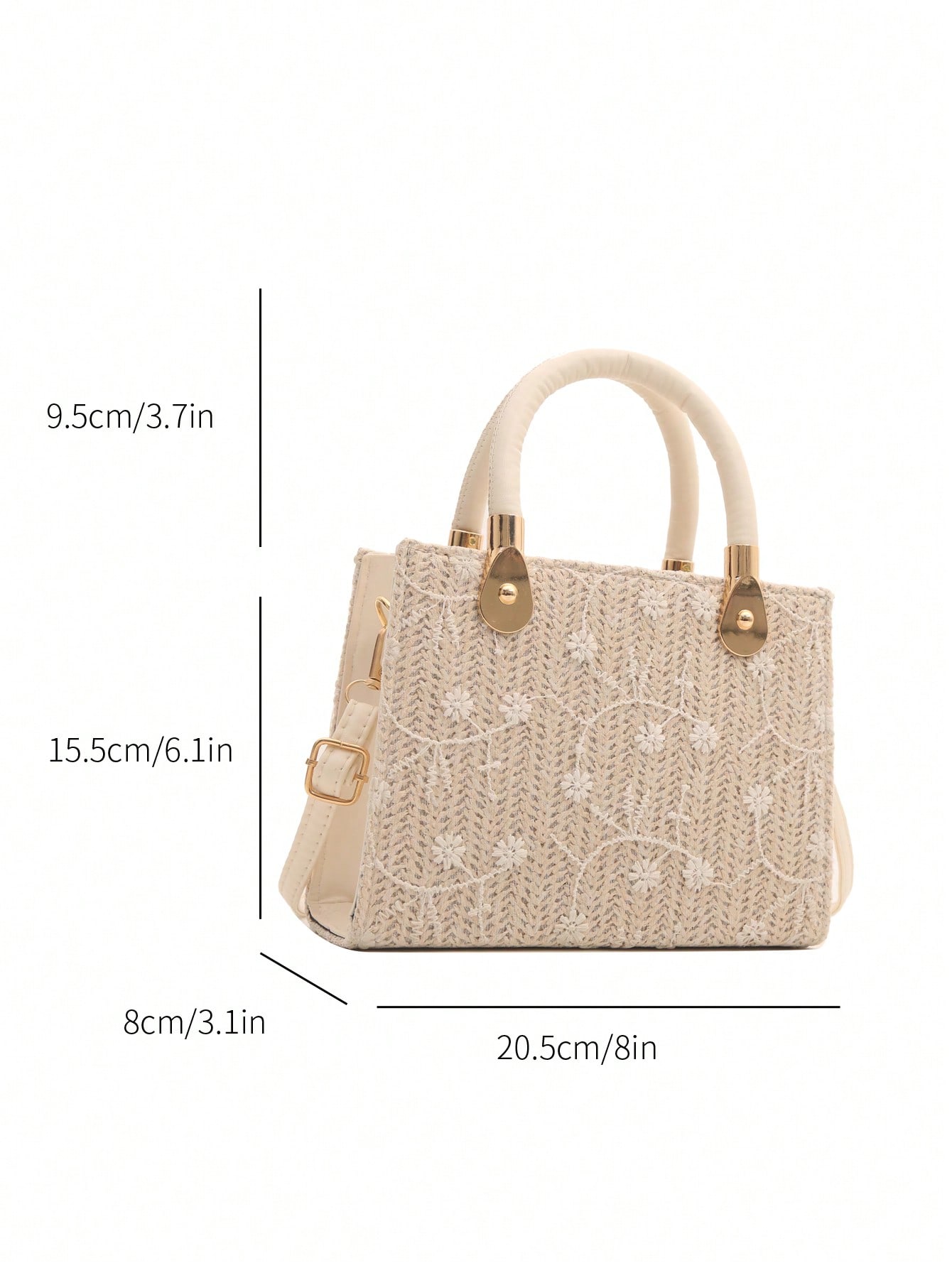 حقيبة يد نسائية ذات لون أحادي مطرزة بنمط حجري منسو...