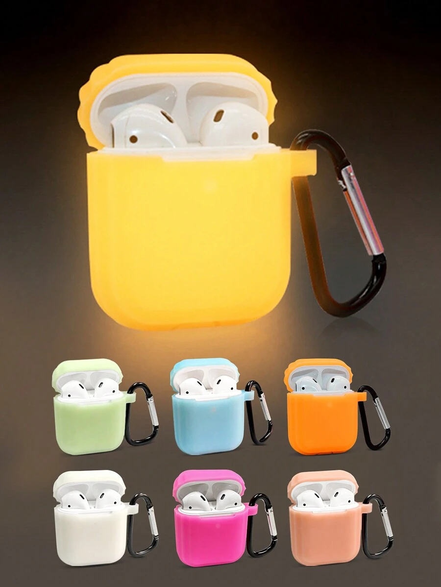 1 Hộp Đựng Tai Nghe AirPods Phát Sáng Trong Bóng Tối, Vỏ Bảo Vệ Dày Bằng Silicon, Tương Thích Với Tai Nghe Bluetooth Apple - Nhiều màu - Xem 1