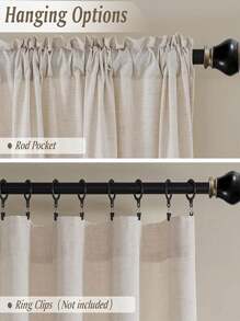 1 Peça Cortina Européia Retro Semi-transparente De Linho, Toque Suave, Cai Naturalmente E Protege Sua Privacidade Para Quarto, Sala De Estar, Cozinha E Varanda