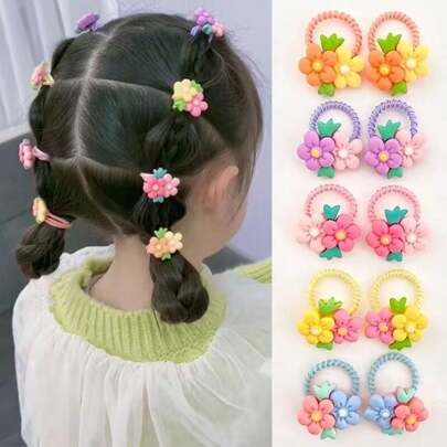 10Pcs Cute Children Hair Ties, Non-Damaging Elastic Hair Bands For Little Girls