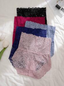 5pcs/Pack Sexy Lace High-Waisted Women's Transparent Triangle Panties - Multicolor - View 4