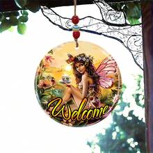 1入圓形玻璃陽光抓取器掛飾，仙子問候設計，適合用於臥室、客廳、辦公室、咖啡店等場所的裝飾，是送給家人和朋友完美的禮物 - 彩色 - 查看 5