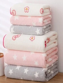 1條沐浴毛巾，聚酯纖維多色印花星形矩形26.92*53.84英寸或面巾13.07*28.84英寸，適用於成年男女家庭，柔軟快速吸收不褪色，適用於所有季節，適用於浴室、旅館、運動旅遊、游泳池、水療、度假派對、海灘、節日禮品 - 彩色 - 查看 1