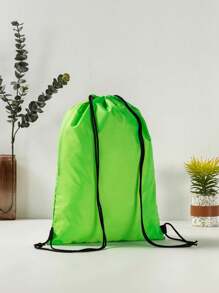 1pc 42cm/16.5" Unisex Solid Color (Blue/Green/Purple/Yellow/Gray/Black) Polyester Large Capacity Adjustable Drawstring Closure Casual Simple Fashionable Backpack, Suitable For School/Sports/Fitness/Travel/Leisure
