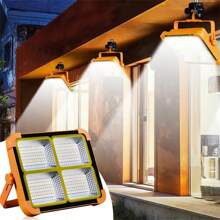 1pc Rechargeable Led Work Solar Light, Portable Ultra Bright Floodlight, Ip65 Waterproof Cordless Light, Floor Standing, For Power Outage Emergency Work Light/Outdoor Camping/Fishing(4/6/16Gears)