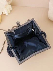 1 Pc Gorgeous, Elegant, Exquisite, Quiet And Luxurious Navy Blue Hand-Held Dinner Bag, A Must-Have For Proms, Weddings, Parties Dinners, Music Festivals, And Holiday Travel. Mom's  Gift.For Bride,For Bride,For Lady,For Lady. - Navy Blue - View 6