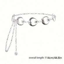 1 Máy Tính Boho Mặt Trăng Mặt Trời Rỗng Eo Dây Xích Y2K Xu Hướng Tua Rua Đầm Dây Nữ Có Thể Điều Chỉnh Cơ Thể Thắt Lưng Bụng Trang Sức - Bạc - Xem 9
