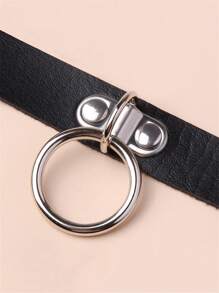 1pc Harajuku Punk Style Fashionable Round Single-Pronged Buckle Leather Collar Necklace