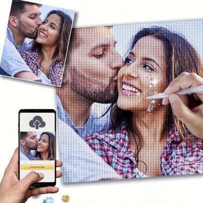 A Customized Set Of 5D Diamond Art Painting DIY Diamond Art Painting Customized With Your Own Photo Personalized Special Gift, Multiple Sizes Available With Diamond Painting Tools Included Ornamental Fashionable, Modern Custom, Personalized, Unique Ideal Gifts For Him Her, Dad, Mom, Family, Friends, Pets For Valentine's Day, For Mother's Day, For Birthdays, For Youth's Day, For Father's Day, For Graduation, For Weddings, For Housewarming Dining Room, Living Room, Bedroom, Office, Tea Room, Home, Warm Ambience, Autumn Home Refresh,Home Harmony