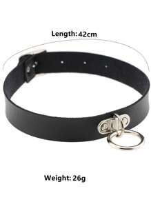1pc Harajuku Punk Style Fashionable Round Single-Pronged Buckle Leather Collar Necklace