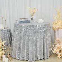 1件50x80英吋矩形閃亮掛桌布，適用於婚禮、生日、派對、嬰兒派對、新娘禮物、宴會、桌面裝飾 - 銀色 - 查看 9