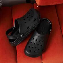 女式夏季網眼鑽空鞋：防滑半封閉護士鞋，適合海灘、休閒、情侶。男式超輕量EVA泡沫鑽空鞋，尖頭設計 - 黑色 - 查看 4