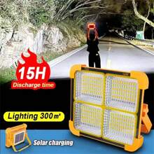 1pc Rechargeable Led Work Solar Light, Portable Ultra Bright Floodlight, Ip65 Waterproof Cordless Light, Floor Standing, For Power Outage Emergency Work Light/Outdoor Camping/Fishing(4/6/16Gears)