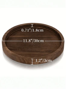 1pc Vintage Wooden Decorative Tray, Round Candle Stand Base, Farmhouse Desktop Storage Tray, Suitable For Holiday, Birthday, Party Decoration,Kitchen,Christmas Gift
