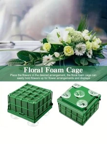 1 Set Square Floral Foam With Suction Cup, Wedding Decoration Supplies, Flower Arranging Foam, Suitable For Valentine's Day, Mother's Day, Halloween, Christmas Decorations,Fake Plants