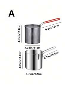 1 件装不锈钢炸锅，家用小型油锅，带过滤器的小型炸锅，电磁炉迷你省油小型炸锅，炸薯条、鸡肉、米饭、花椰菜、鸡块等食物的炸锅，带过滤器的省油储油盘，煎炸食品锅，带炸篮的炸锅，方便实用小型 - 銀色 - 查看 2