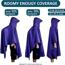 Poncho impermeable con capucha, estilo novio, para hombres y adultos, poncho militar para actividades al aire libre, camping, pesca - Negro - Ver 3